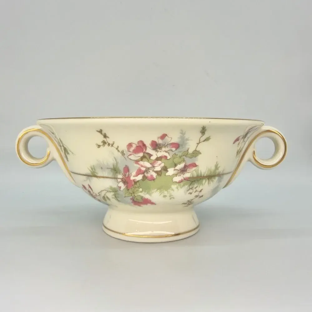 Theodore Haviland New York Apple Blossom Sugar Bowl No Lid Gold Trim USA Made